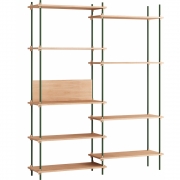 Moebe - Shelving System s.200.2.A Regal, Doppelt Eiche/Kieferngrün