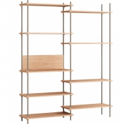 Moebe - Shelving System s.200.2.A Regal, Doppelt Eiche/Warmes Grau