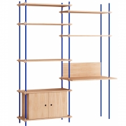 Moebe - Shelving System s.200.2.E Regal, Doppelt Eiche/Tiefblau