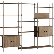 Moebe - Shelving System s.200.3.B Regal, Dreifach Eiche geräuchert/Warmes Grau