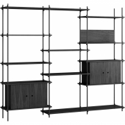 Moebe - Shelving System s.200.3.B Regal, Dreifach Schwarz/Schwarz