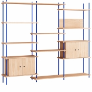 Moebe - Shelving System s.200.3.B Regal, Dreifach Eiche/Tiefblau