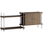 Moebe - Shelving System s.65.2.C Regal, Doppelt Eiche geräuchert / Edelstahl