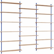 Moebe - Wall Shelving ws.200.3 Wandregal, Dreifach Eiche/Tiefblau