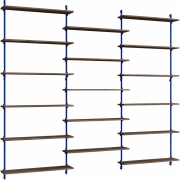 Moebe - Wall Shelving ws.200.3 Wandregal, Dreifach Eiche geräuchert/Tiefblau