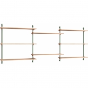 Moebe - Wall Shelving ws.85.3 Wandregal, Dreifach Eiche/Kieferngrün