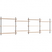 Moebe - Wall Shelving ws.85.4 Wandregal, Vierfach Eiche/Schwarz