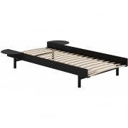 Moebe - Bett 90 cm mit Lattenrost Schwarz | 2 Tische