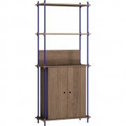 Moebe - Shelving System s.200.1.H Regal, Einfach Eiche geräuchert/Tiefblau