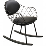 Magis - Pina Rocking Chair Schaukelstuhl Kleines Rückenkissen Schwarz/Schwarz Leder