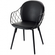 Magis - Pina Armlehnstuhl Großes Rückenkissen Schwarz/ Leder Schwarz