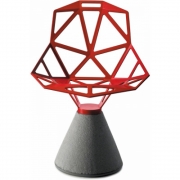 Magis - Chair One Stuhl mit Zementsockel Rot (Sockel: Zement Natur)