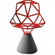 Magis - Chair One Drehstuhl mit Zementsockel Rot (Sockel: Zement Natur)