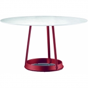 Magis - Brut Tisch Round Ø130 Carrara Weiß / Rot