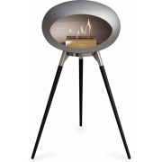 Le Feu - Dome Ground High Bioethanol-Kamin Nickel Stahl poliert | Eiche schwarz | Roségold