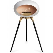 Le Feu - Dome Ground High Bioethanol-Kamin Weiß Roségold | Eiche schwarz | Roségold