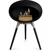 Le Feu - Dome Ground Low Bioethanol-Kamin Schwarz Stahl poliert | Eiche schwarz | Roségold