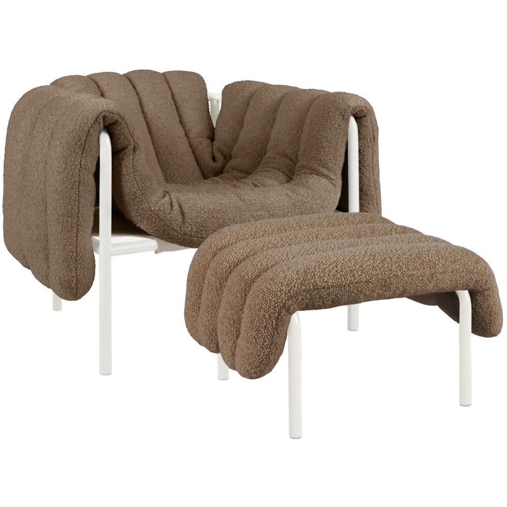 Hem Puffy Lounge Chair incl. Puffy Ottoman Frame Cream nunido.
